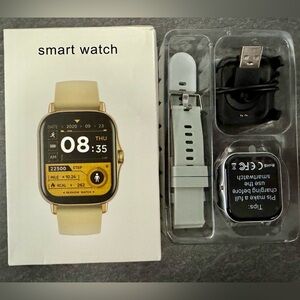 Smart Watch with Gold and Black Display